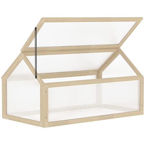 Outsunny Frühbeet aus Holz, Mini Gewächshaus 90 x 52 x 49,5 cm, Treibhaus mit Abdeckung, lichtdurchlässig Frühbeetkasten, Winterfest Hochbeet für Garten, Balkon, Naturholz Outsunny Frühbeet aus Holz, Mini Gewächshaus 90 x 52 x 49,5 cm, Treibhaus mit Abdeckung, lichtdurchlässig Frühbeetkasten, Winterfest Hochbeet für Garten, Balkon, Naturholz von Outsunny