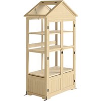 Outsunny Frühbeet aus Holz Abschließbar Gewächshaus Treibhaus mit 4 Ebenen, Dachfenster, Frühbeetkasten mit Doppeltür, für Garten, Balkon, Natur, 100 von Outsunny