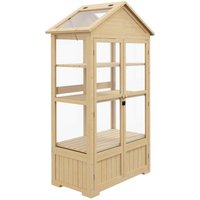 Outsunny Frühbeet aus Holz Abschließbar Gewächshaus Treibhaus mit 4 Ebenen Natur von Outsunny