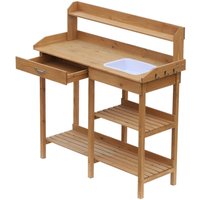 Outsunny Gärtnertisch natur B/H/L: ca. 45x112x112 cm ca. 30 kg von Outsunny