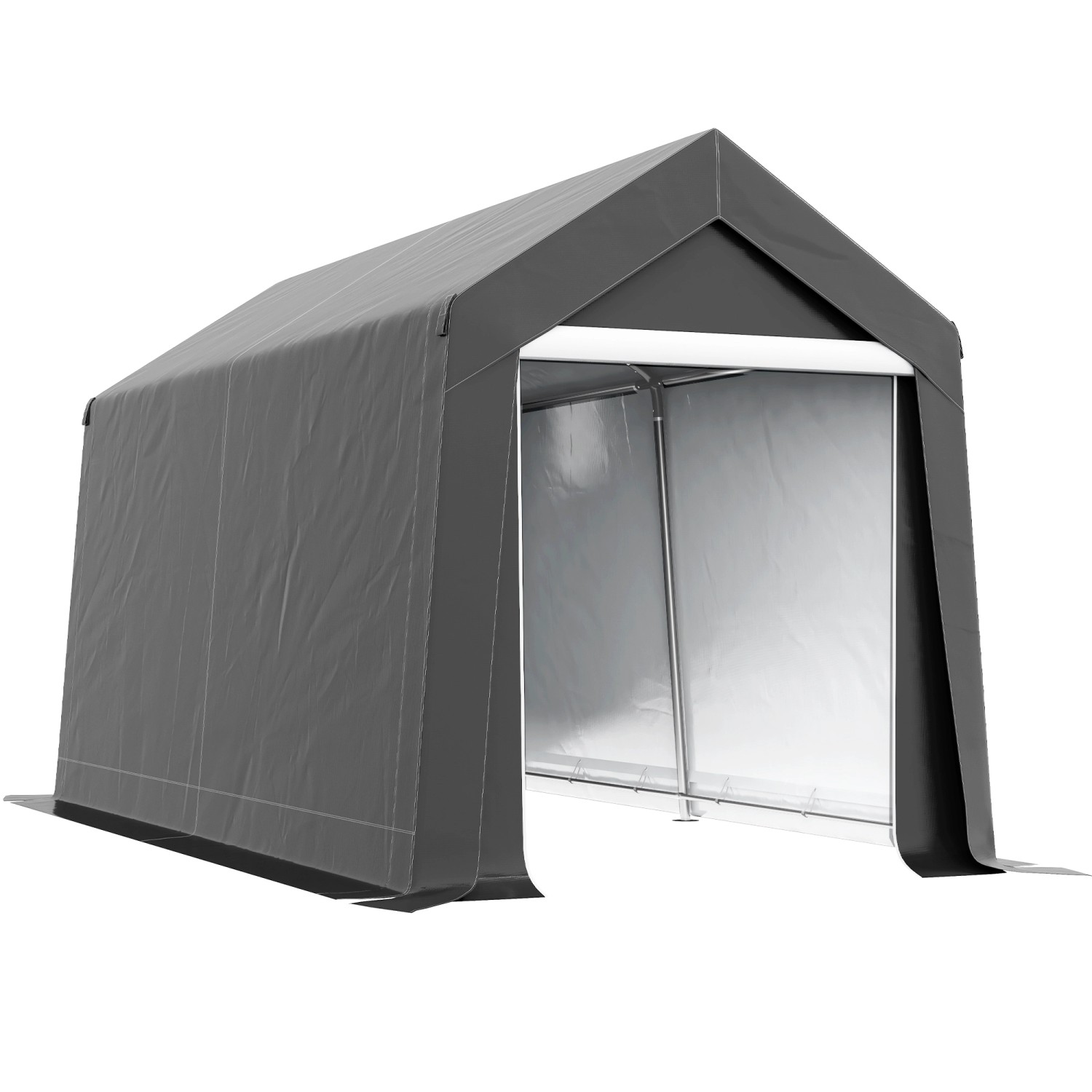 Outsunny Garagenzelt Stahl PE Dunkelgrau 210L x 360B x 235H cm von Outsunny