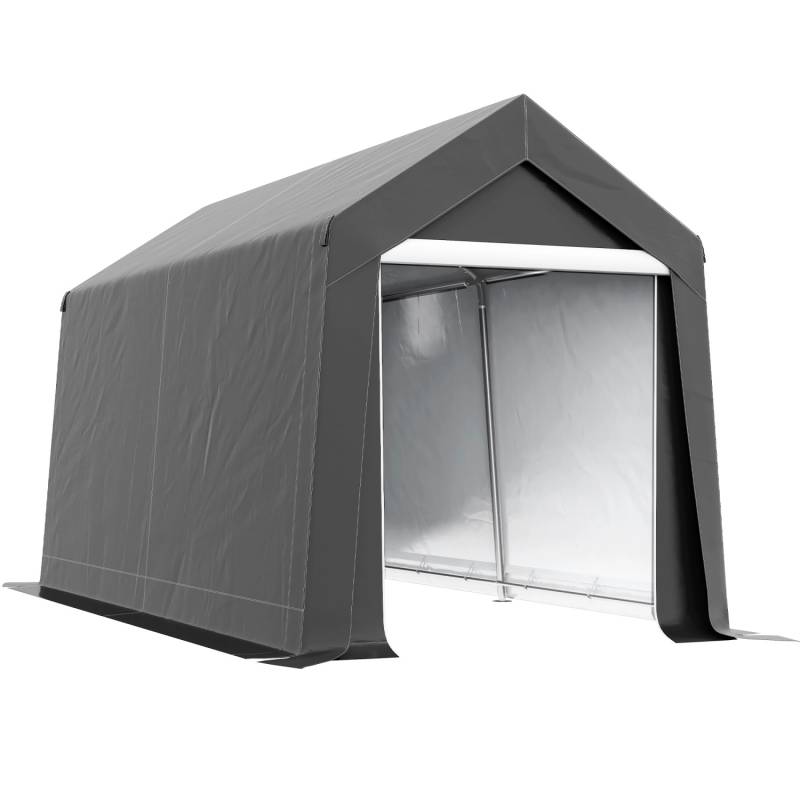 Outsunny Garagenzelt Stahl PE Dunkelgrau 210L x 360B x 235H cm von Outsunny
