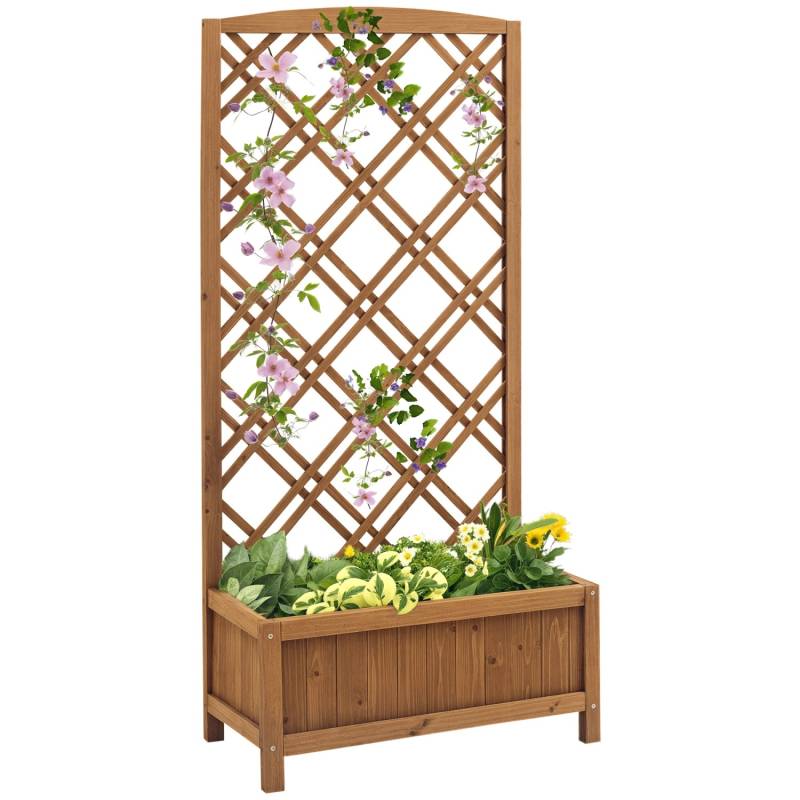 Outsunny Garten-Bett Pflanzkasten Tannenholz Gelb 60L x 30B x 122,5H cm von Outsunny