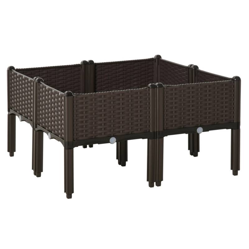 Outsunny Garten-Bett Set Kunststoff-Kunststoff Braun 4-teilig von Outsunny