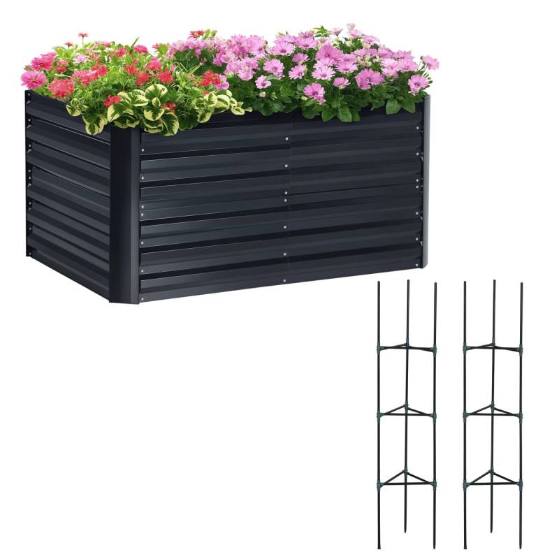 Outsunny Garten-Bett Set Stahl Dunkelgrau 120L x 90B x 59H cm von Outsunny