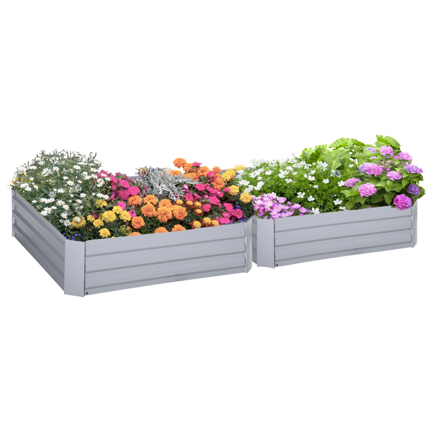 Outsunny Garten-Bett Set Stahl Grau 100L x 100B x 30H cm von Outsunny