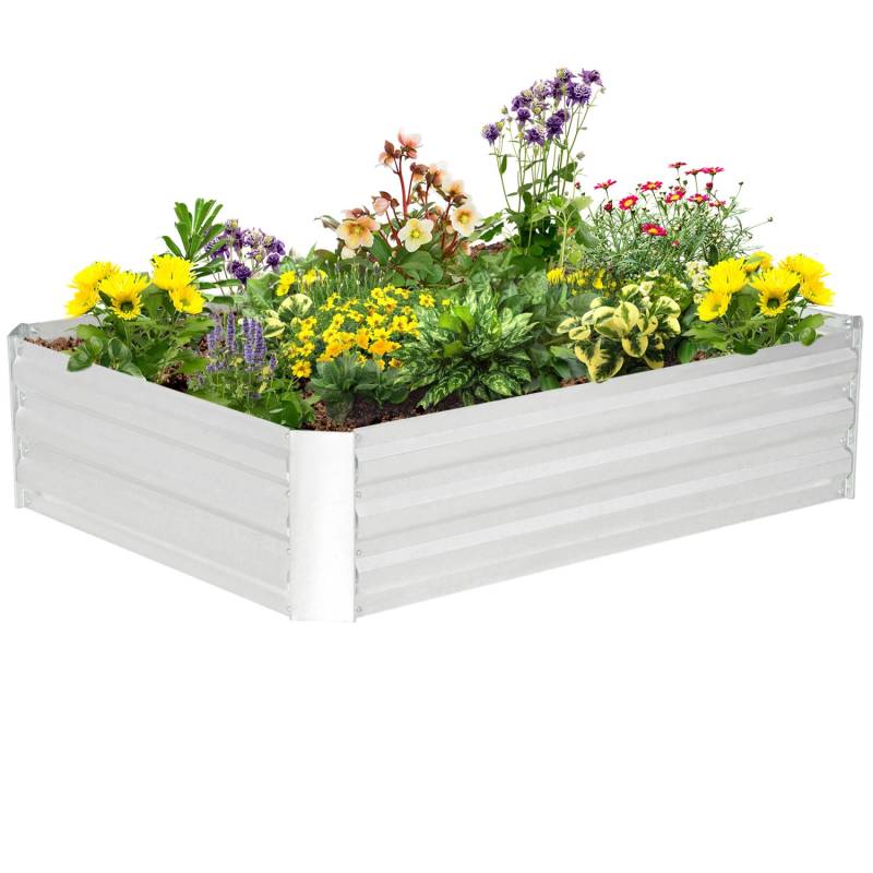 Outsunny Garten-Bett Stahl Silber 120B x 90T x 30H cm von Outsunny