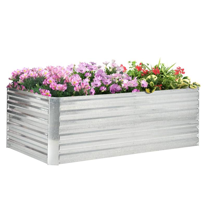Outsunny Garten-Bett Stahl Silber 180L x 90B x 59H cm von Outsunny