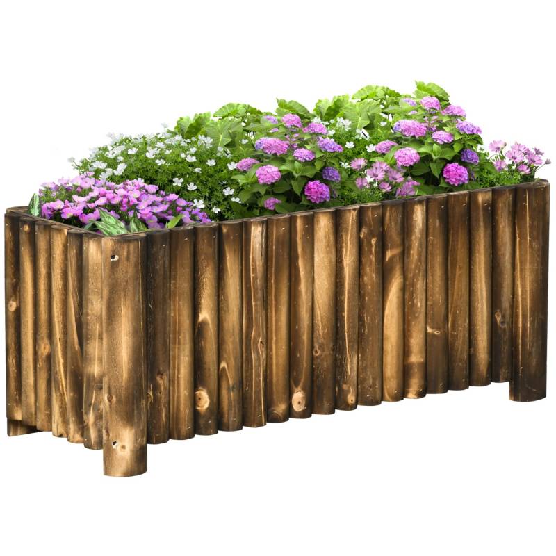 Outsunny Garten-Bett Tannenholz Naturholz L100 x B38,5 x H40cm von Outsunny