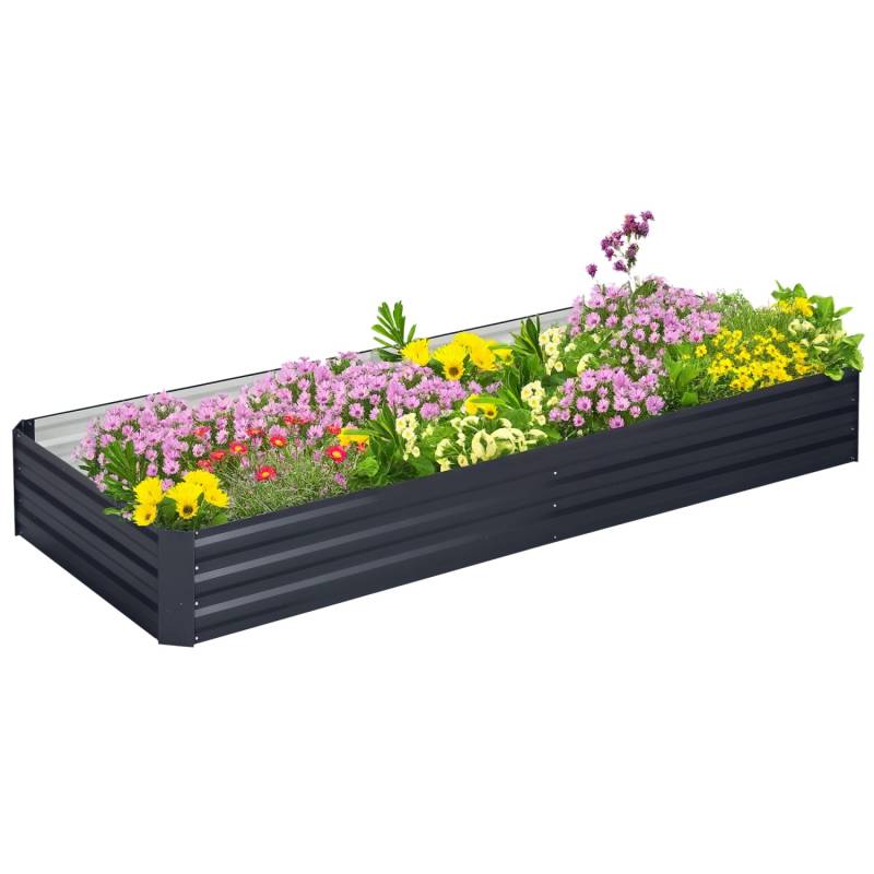 Outsunny Garten-Bett Verzinkter Stahl Grau 241L x 90,5B x 30H cm von Outsunny
