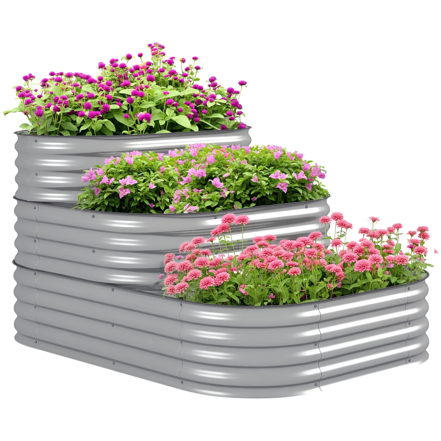 Outsunny Garten-Bett Verzinktes Blech Silber 158L x 109B x 82H cm von Outsunny