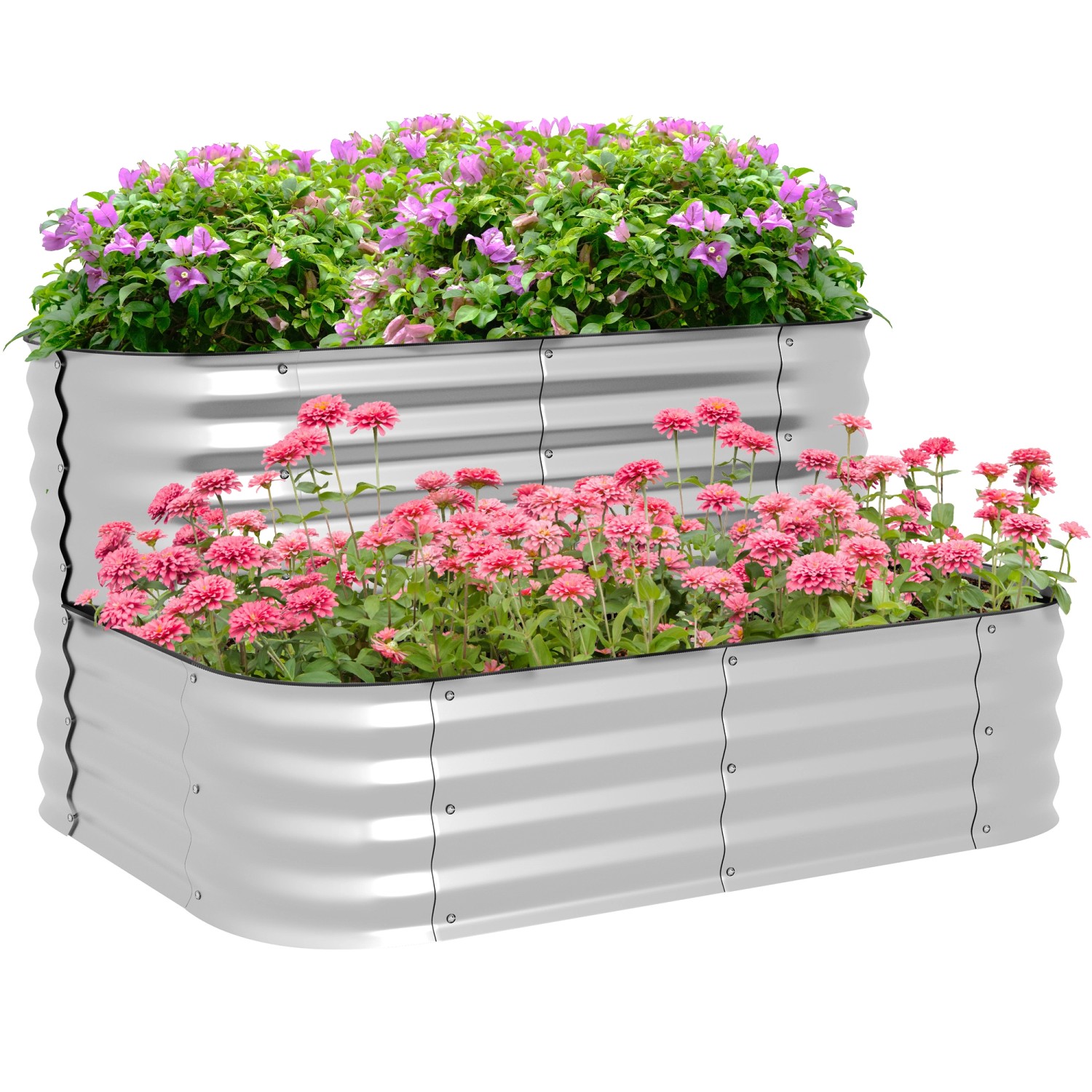 Outsunny Garten-Bett Verzinktes Blechs Silber 120L x 90B x 30H cm von Outsunny