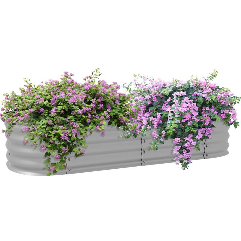 Outsunny Garten-Bett Verzinktes Metall Silber 150L x 62B x 30Hcm von Outsunny