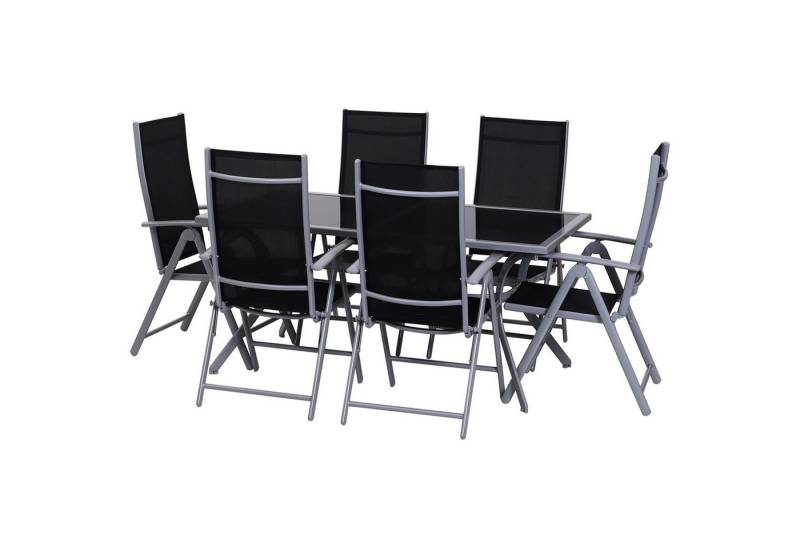 Outsunny Garten-Essgruppe 7-TLG Sitzgarnitur Gartengarnitur Gartenmöbel, (Gartenset, 7-tlg., Sitzgruppe), Garten Alu 160 x 86 x 72 cm von Outsunny