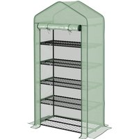 Outsunny Garten-Gewächshaus Balkon-Gewächshaus 5 Etagen mit 1 aufrollbaren Tür, Stahlrahmen & Verstärkte PE-Folie, 90L x 49B x 193H cm   Aosom von Outsunny
