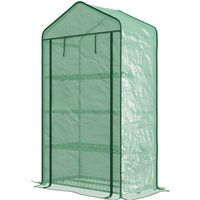 Outsunny Garten Gewächshaus Balkon Regal Gewächshaus 4 Ebenen 90L x 49B x 160H cm Verzinkter Stahl Abnehmbare PE Hochdichte-Plane Grün   Aosom von Outsunny
