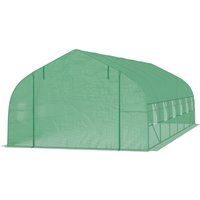 Outsunny Garten Gewächshaus Tunnel 24 ㎡ große Größe 8 x 3 x 2 m mit PE-Plane Rahmen aus verzinktem Stahl Ø 24 mm aufrollbare Tür und 12 Fenster grün   Aosom von Outsunny