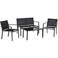 Outsunny Garten-Loungeset, 4-teilig mit 1 Tisch, 2 Gartenstühlen und 1 Bank aus Metall, Schwarz Aosom Outsunny Garten-Loungeset, 4-teilig mit 1 Tisch, 2 Gartenstühlen und 1 Bank aus Metall, Schwarz Aosom von Outsunny