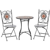 Outsunny Gartenset Balkonmöbel Set für 2 Personen mit Mosaiktisch und 2 faltbaren Stühlen aus Metall, mehrfarbig für Garten und Terrasse   Aosom.de von Outsunny