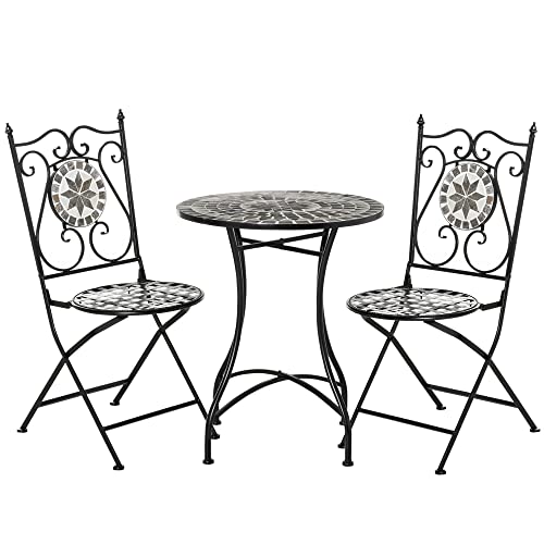 Outsunny Garten Sitzgruppe 3-teilige Mosaiktisch Essgruppe Gartenmöbel-Set Balkonmöbel Set 1 Tisch+2 Faltbare Stühle Garten Metall Keramikfliese Mehrfarbing Outsunny Garten Sitzgruppe 3-teilige Mosaiktisch Essgruppe Gartenmöbel-Set Balkonmöbel Set 1 Tisch+2 Faltbare Stühle Garten Metall Keramikfliese Mehrfarbing von Outsunny