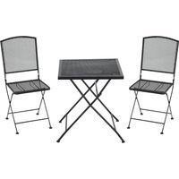 Outsunny Garten Sitzgruppe für 3 Personen Bistro-Set Garnitur 1 Tisch+2 faltbare Stühle für Terrasse Balkon Metall Grau von Outsunny