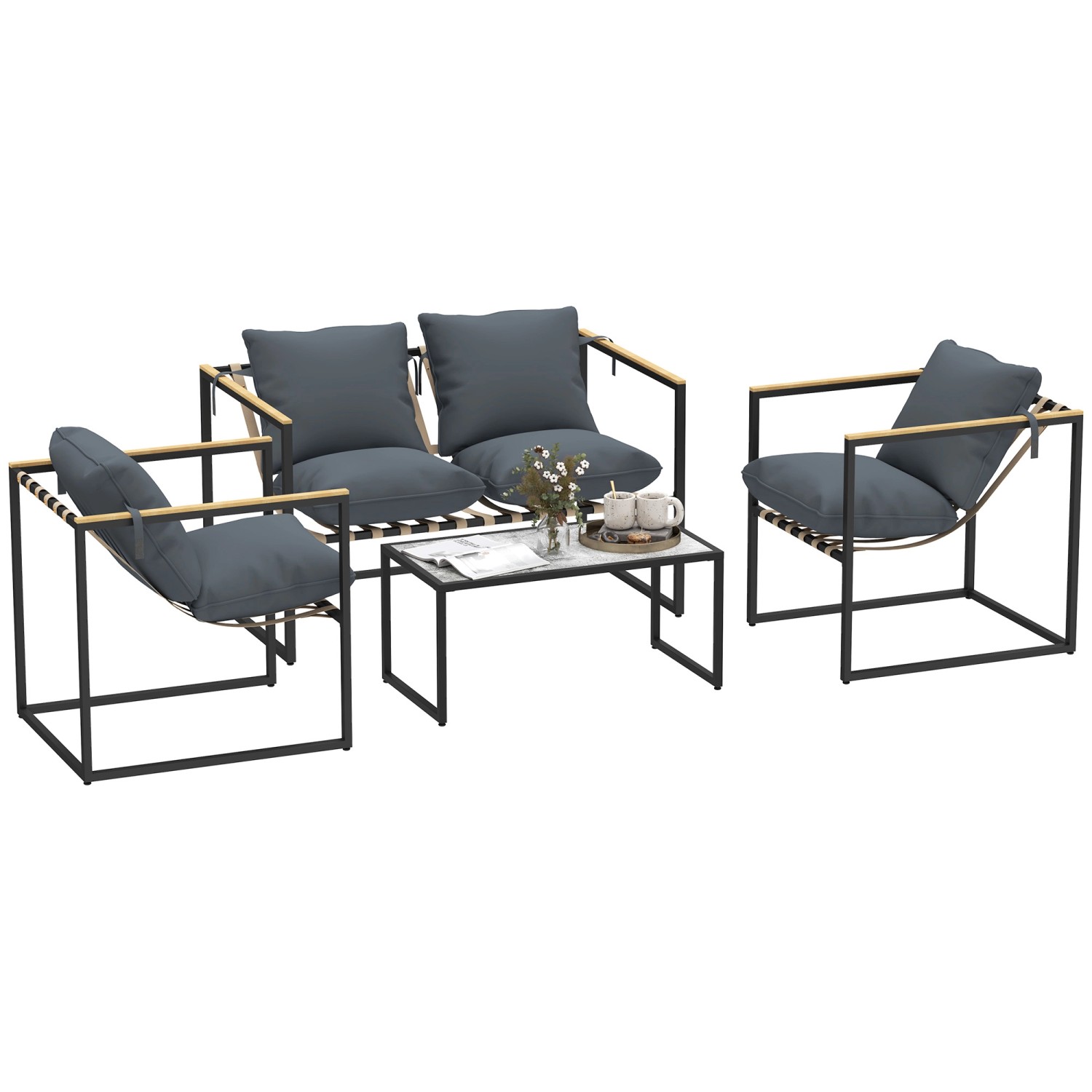 Outsunny Garten Sofa Set Stahl Polyester Grau 114L x 70B x 67H cm Outsunny Garten Sofa Set Stahl Polyester Grau 114L x 70B x 67H cm von Outsunny