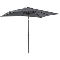 Outsunny Garten Sonnenschirm Gerader 3 x 2 m rechteckig neigbar mit LED-Solarbeleuchtung Stahl hochdichtes Polyester Grau   Aosom von Outsunny