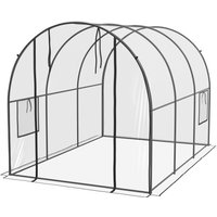 Outsunny Garten-Tunnelgewächshaus Gewächshaus für Tomaten Bodenfläche 6 m² 3L x 2B x 2H m verstärkter Rohrrahmen Rolltor 2 aufrollbare Fenster - transparent   Aosom von Outsunny