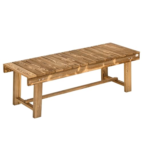 Outsunny Gartenbank, 2-Sitzer Holzbank, Sitzbank, Gartenmöbel, Rustikale Bank, Massivholz, Dunkelbraun, 110 x 38 x 35 cm von Outsunny