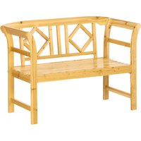 Outsunny Gartenbank, 2-Sitzer Holzbank mit Rückenlehne, Wetterbeständige Parkbank im Landhausstil, Terrassenbank max. 240 kg, Natur, 116 x 53 x 83 cm von Outsunny