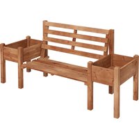 Outsunny Gartenbank, 2-Sitzer Sitzbank, Holzbank, Balkonbank mit Blumenkasten, für Garten, Terrasse, bis 240 kg Belastbar, 184 x 59 x 95 cm, Dunkelbraun von Outsunny