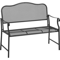 Gartenbank 2-Sitzer bis 220 kg belastbar mit Rückenlehnen Metall Schwarz 113 x 58 x 98 cm von Outsunny