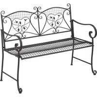 Outsunny Gartenbank 2-Sitzer Parkbank Sitzbank mit Rückenlehne bis 220 kg Gartenmöbel wetterfest Antik Metall Kaffee 114 x 53,3 x 91 cm von Outsunny