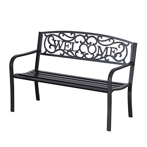 Outsunny Gartenbank 2-Sitzer Sitzbank Bank Parkbank Metall Gartenmöbel von Outsunny