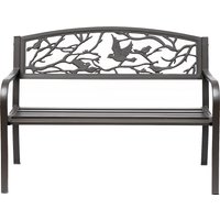 Outsunny Gartenbank 3 Plätze im ländlich schicken Stil 127L x 60B x 85H cm korrosionsbeständiges Epoxidmetall Braun   Aosom von Outsunny