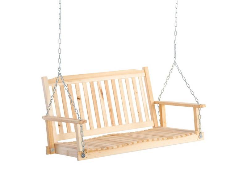 Outsunny Gartenbank Hängebank für 2 Personen (Schaukelbank, 1-St., Gartenschaukel), für Garten, Balkon, Naturholz von Outsunny