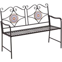 Outsunny Gartenbank Metall, 2-Sitzer Parkbank mit Rückenlehne, Armlehne, Sitzbank mit Mosaiksteinen für Garten, Balkon, max. 220 kg, Braun, 121 x 52 x 93 cm von Outsunny