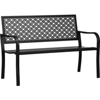 Outsunny Gartenbank Stahl, 2-Sitzer Parkbank mit Rückenlehne & Armlehne, Sitzbank mit Blumenmuster, max. 240 kg, Schwarz, 127 x 63 x 83 cm von Outsunny