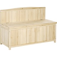 Outsunny Gartenbank mit Stauraum Truhenbank Sitzbank 2-Sitzer 250 kg Belastbarkeit Natur Tanneholz 115 x 45 x 75 cm von Outsunny