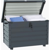 Outsunny Gartenbox Aufbewahrungsbox mit Rollen, Gartentruhe mit Schloss Grau von Outsunny