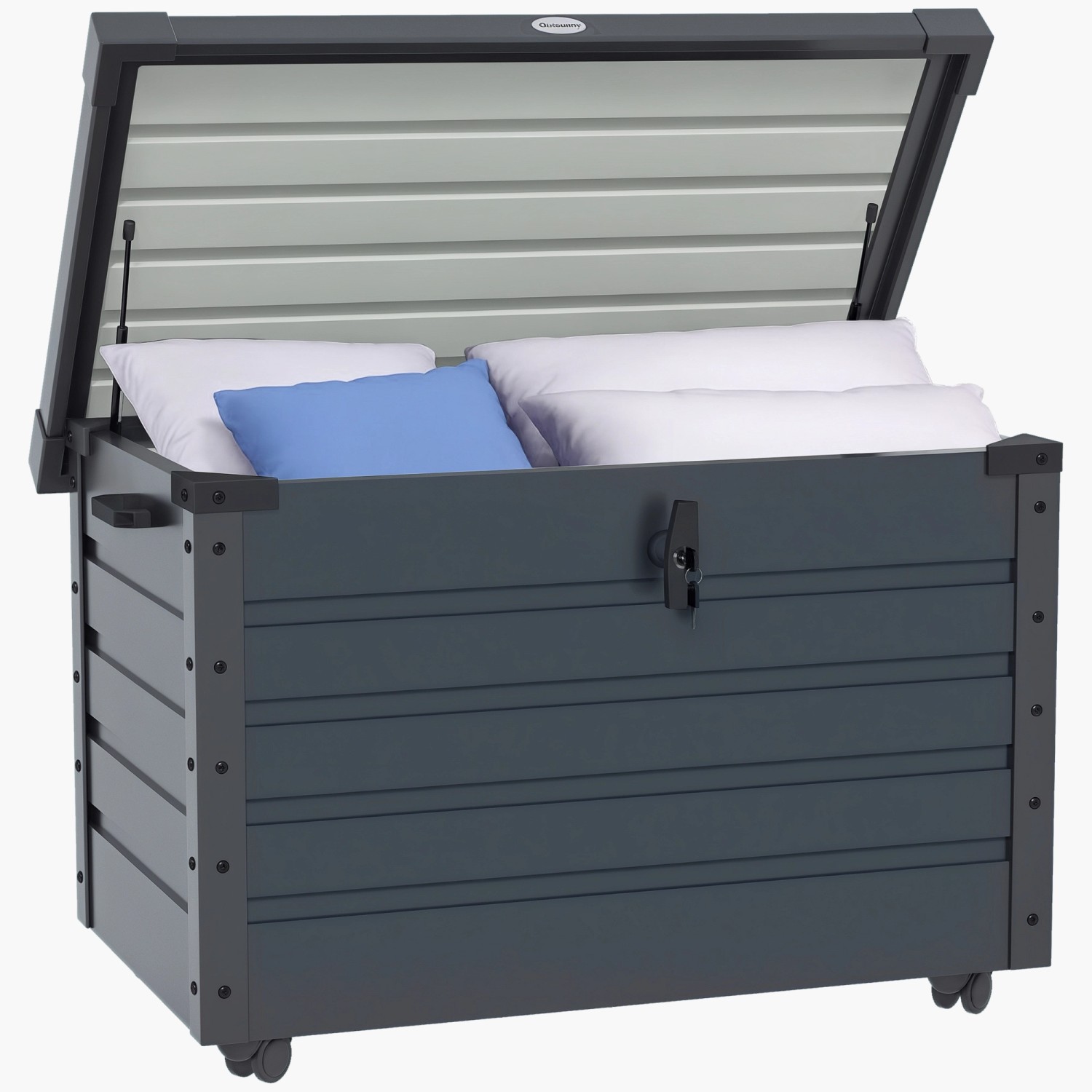 Outsunny Gartenbox mit Rollen Aufbewahrungskiste 100 x 62 x 65 cm Dunkelgrau Outsunny Gartenbox mit Rollen Aufbewahrungskiste 100 x 62 x 65 cm Dunkelgrau von Outsunny