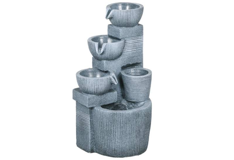 Outsunny Gartenbrunnen Zierbrunnen mit LED-Beleuchtung und 4 Stufen, 31 cm Breite, Wasserbecken BxT: 31x27 cm, (Wasserbrunnen, 1 tlg., Springbrunnen), für Gartenteich, Balkon, Kunstharz von Outsunny