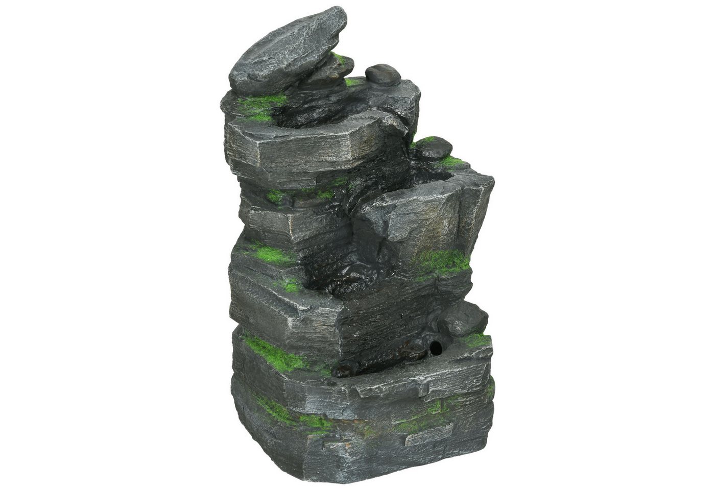 Outsunny Gartenbrunnen Zierbrunnen mit LED-Beleuchtung und 4 Stufen, 34 cm Breite, Wasserbecken BxT: 34x28 cm, (Wasserbrunnen, 1 tlg., Springbrunnen), für Gartenteich, Balkon, Kunstharz von Outsunny