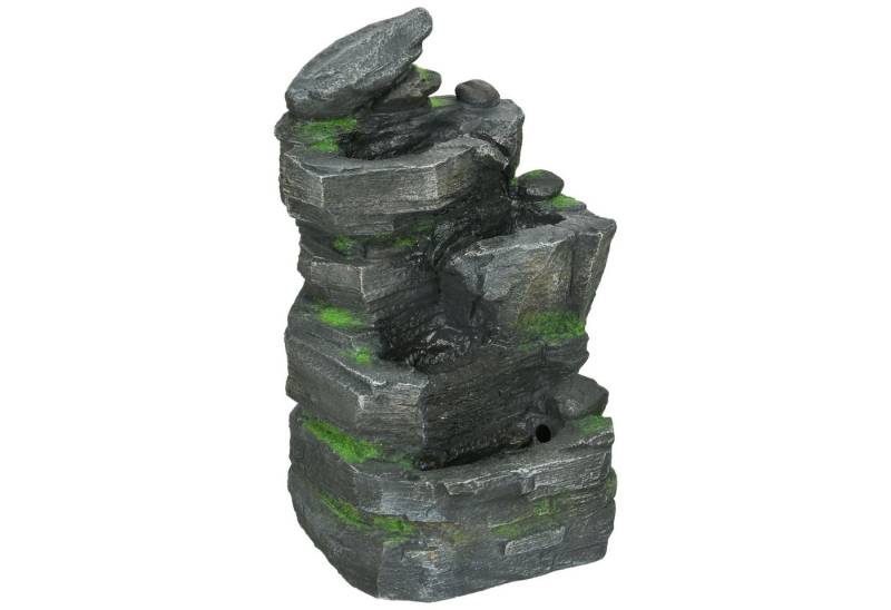 Outsunny Gartenbrunnen Zierbrunnen mit LED-Beleuchtung und 4 Stufen, 34 cm Breite, Wasserbecken BxT: 34x28 cm, (Wasserbrunnen, 1 tlg., Springbrunnen), für Gartenteich, Balkon, Kunstharz von Outsunny