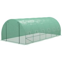 Outsunny Gartenfolientunnel 18 m² Tomatenfolie mit integriertem Bewässerungssystem 6L x 3B x 2H m Verstärkter Stahl + PE Hochdichte 140 g/m² 12 Fenster Aufrollbare Tür Grün   Aosom von Outsunny