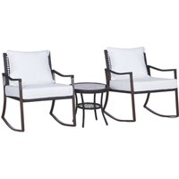 Gartengarnitur Schaukelstuhl Set Lounge 3 tlg. Rattan Braun von Outsunny