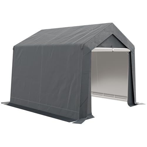 Outsunny Gartenhaus, Lagerzelt, 3 x 3 m, wasserdicht und UV-beständig, verzinkter Stahlrahmen und große Tür, Fahrradschuppen Garage für Außenbereich, dunkelgrau von Outsunny
