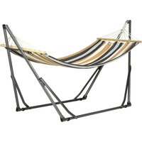 Outsunny Gartenklapp-Hängematte Wäscheständer mit gebogenem Metallgestell Epoxy-Hängematte auf Ständer 1 Platz Maximale Belastung 120 kg Maße 270L x 100B x 94Hcm   Aosom von Outsunny