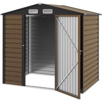 Outsunny Gartenlagerschuppen 2,27 m² Gartenhütte Werkzeugschrank 190 x 131 x 188 cm inkl. Handschuhe abschließbare Tür Belüftungen Stahlblech Eiche   Aosom von Outsunny