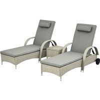 Outsunny Gartenliege-Set mit Tisch grau Polyrattan B/H/L: ca. 73x103x200 cm Outsunny Gartenliege-Set mit Tisch grau Polyrattan B/H/L: ca. 73x103x200 cm von Outsunny